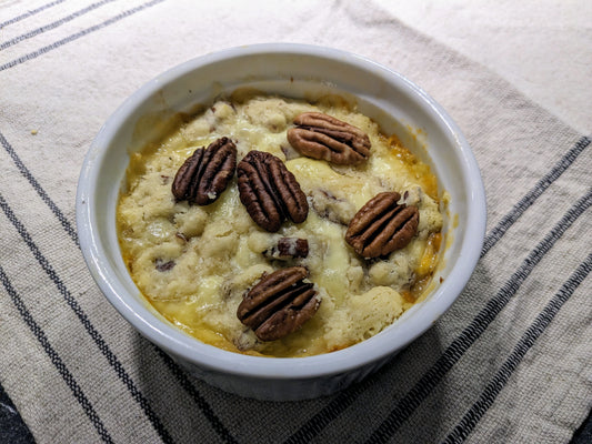 Süßkartoffelküchlein mit St.Nectaire und Pekannuss-Crumble