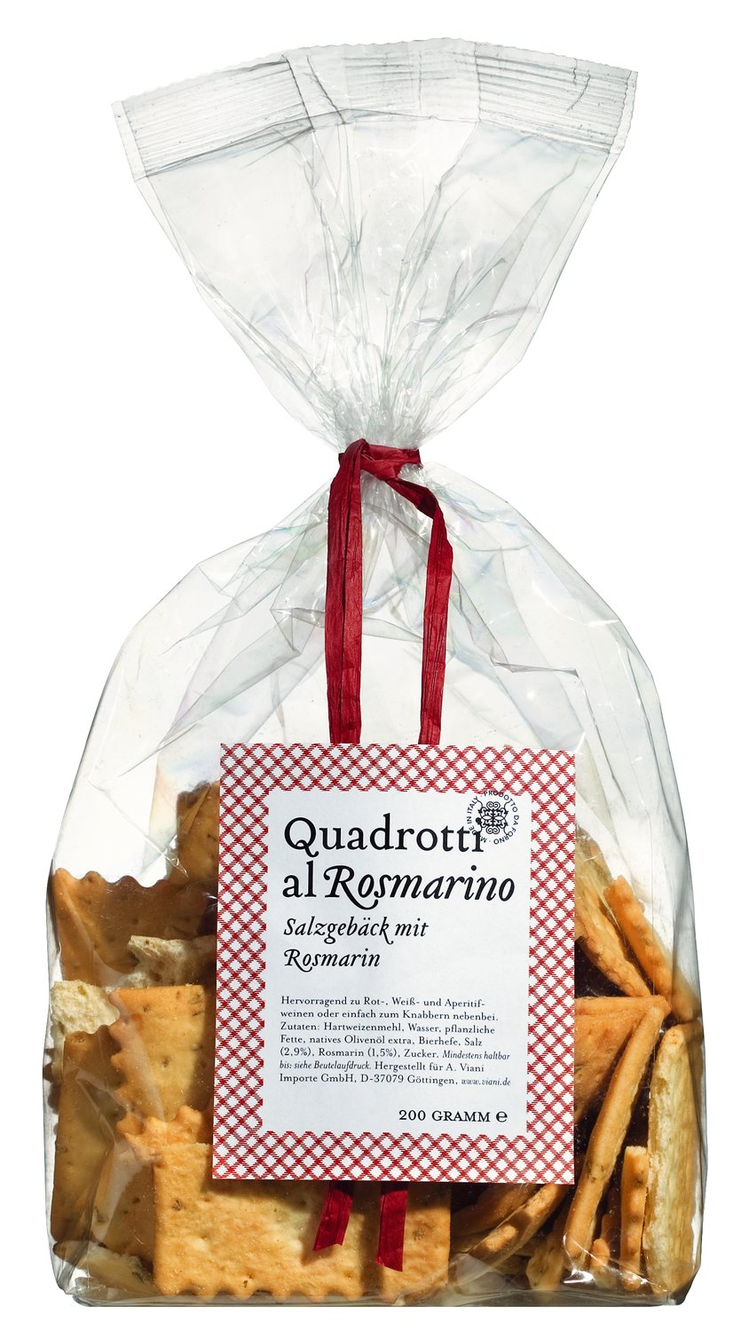 Quadrotti al rosmarino, Salzgebäck mit Rosmarin