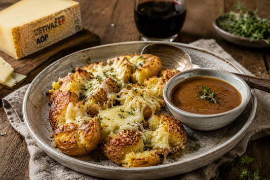 Kunsprige Bergkartoffeln mit L´Etivaz und Bratensauce