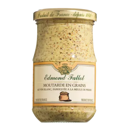 Moutarde en grains au vin blanc- Dijon-Senf grobkörnig mit Weißwein, scharf