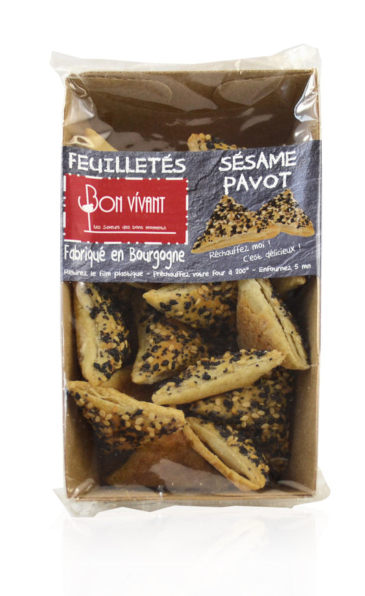 Blätterteigecken mit Sesam und Mohn