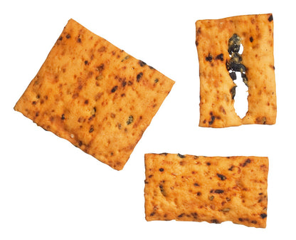 Quadrotti con Pomodori secchi e olive, Salzgebäck mit getrockneten Tomaten und schwarzen Oliven